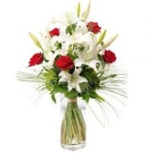 Roses And Lilies Vase